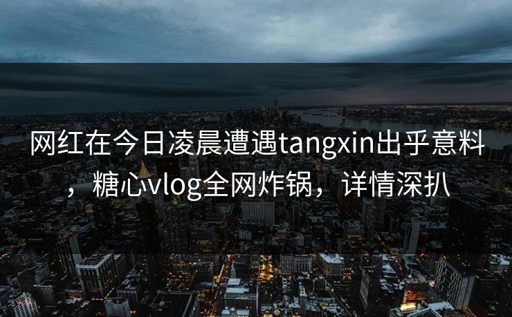 网红在今日凌晨遭遇tangxin出乎意料，糖心vlog全网炸锅，详情深扒