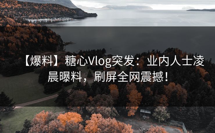 【爆料】糖心Vlog突发：业内人士凌晨曝料，刷屏全网震撼！