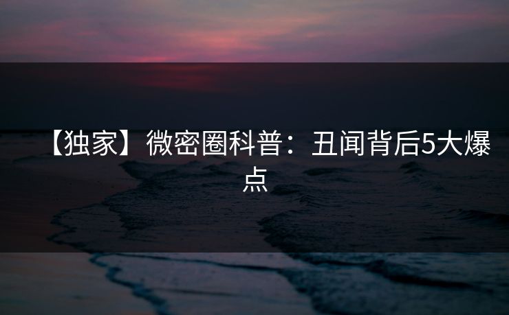 【独家】微密圈科普：丑闻背后5大爆点
