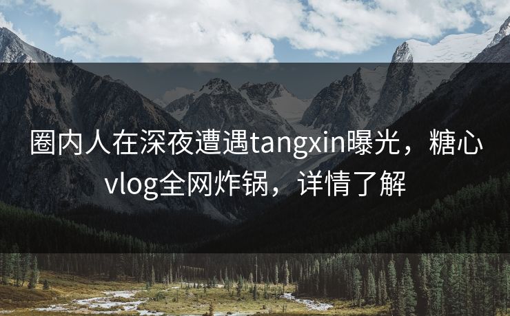 圈内人在深夜遭遇tangxin曝光，糖心vlog全网炸锅，详情了解